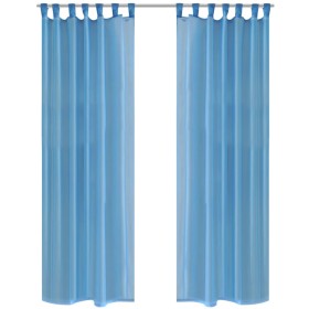 2 transparente türkisfarbene Vorhänge 140 x 225 cm von vidaXL, Vorhänge und Gardinen - Ref: Foro24-130207, Preis: 24,50 €, Ra...