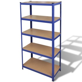 Estantería almacenaje 5 niveles azul madera ingeniería acero