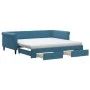 Sofá cama nido con cajones terciopelo azul 100x200 cm de vidaXL, Camas y somieres - Ref: Foro24-3197849, Precio: 470,48 €, De...