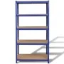 Storage shelving 5 levels blue wood engineering steel by vidaXL, Industrial shelving - Ref: Foro24-141126, Price: 63,43 €, Di...