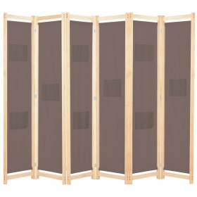 Biombo divisor de 6 paneles de tela marrón 240x170x4 cm de vidaXL, Divisores de ambientes - Ref: Foro24-248182, Precio: 81,05...