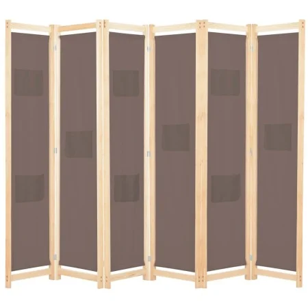 Biombo divisor de 6 paneles de tela marrón 240x170x4 cm de vidaXL, Divisores de ambientes - Ref: Foro24-248182, Precio: 84,99...