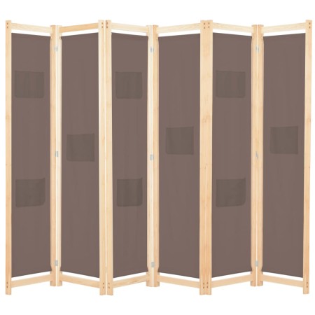 Biombo divisor de 6 paneles de tela marrón 240x170x4 cm de vidaXL, Divisores de ambientes - Ref: Foro24-248182, Precio: 81,05...