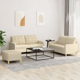 Juego de sofás con cojines 3 piezas tela crema de vidaXL, Sofás - Ref: Foro24-3201284, Precio: 428,36 €, Descuento: %