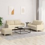 Set Sofas mit Kissen 3 Stück cremefarbener Stoff von vidaXL, Sofas - Ref: Foro24-3201284, Preis: 420,14 €, Rabatt: %