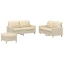 Set Sofas mit Kissen 3 Stück cremefarbener Stoff von vidaXL, Sofas - Ref: Foro24-3201284, Preis: 420,14 €, Rabatt: %