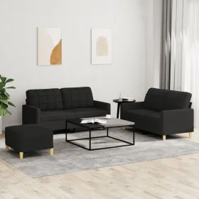 3-piece sofa set with black fabric cushions by vidaXL, Sofas - Ref: Foro24-3201286, Price: 423,12 €, Discount: %