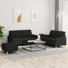 Set Sofas mit Kissen 3 Stück schwarzer Stoff von vidaXL, Sofas - Ref: Foro24-3201286, Preis: 444,29 €, Rabatt: %