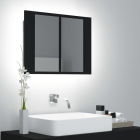 Armario espejo de baño con luz LED acrílico negro 60x12x45 cm de vidaXL, Tocadores de baño - Ref: Foro24-804957, Precio: 53,6...