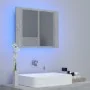 Mirror cabinet for bathroom with LED light, made of gray acrylic concrete, measuring 60x12x45 cm. by vidaXL, bathroom vanitie...