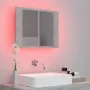 Mirror cabinet for bathroom with LED light, made of gray acrylic concrete, measuring 60x12x45 cm. by vidaXL, bathroom vanitie...