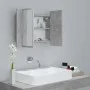 Mirror cabinet for bathroom with LED light, made of gray acrylic concrete, measuring 60x12x45 cm. by vidaXL, bathroom vanitie...