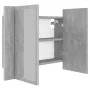 Mirror cabinet for bathroom with LED light, made of gray acrylic concrete, measuring 60x12x45 cm. by vidaXL, bathroom vanitie...