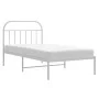 Metal bed frame with white headboard 100x190 cm by vidaXL, Beds and slatted bases - Ref: Foro24-353678, Price: 68,72 €, Disco...