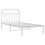Metal bed frame with white headboard 100x190 cm by vidaXL, Beds and slatted bases - Ref: Foro24-353678, Price: 68,72 €, Disco...