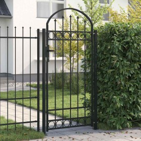 Puerta de jardín con arco de acero negro 89x200 cm