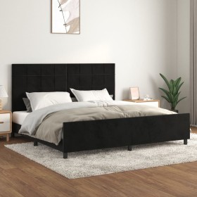 Estructura de cama con cabecero de terciopelo negro 200x200 cm