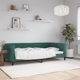 Sofá cama terciopelo verde oscuro 100x200 cm