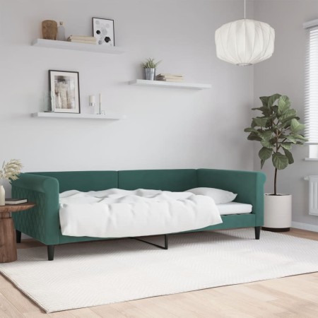 Sofá cama terciopelo verde oscuro 100x200 cm de vidaXL, Camas y somieres - Ref: Foro24-354253, Precio: 197,04 €, Descuento: %