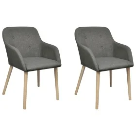 Esszimmerstühle, 2 Stück, hellgrauer Stoff und massives Eichenholz von vidaXL, Essstühle - Ref: Foro24-241156, Preis: 227,07 ...