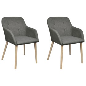 Esszimmerstühle, 2 Stück, hellgrauer Stoff und massives Eichenholz von vidaXL, Essstühle - Ref: Foro24-241156, Preis: 231,53 ...