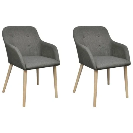 Esszimmerstühle, 2 Stück, hellgrauer Stoff und massives Eichenholz von vidaXL, Essstühle - Ref: Foro24-241156, Preis: 227,07 ...