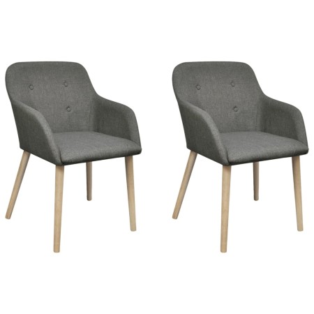 Esszimmerstühle, 2 Stück, hellgrauer Stoff und massives Eichenholz von vidaXL, Essstühle - Ref: Foro24-241156, Preis: 231,53 ...