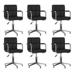 Sillas de comedor giratorias 6 unidades cuero sintético negro Sillas de comedor giratorias 6 unidades cuero sintético negro
