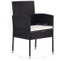 Juego de comedor para jardín de 7 piezas negro