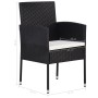 Juego de comedor para jardín de 7 piezas negro