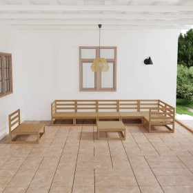Muebles de jardín 8 piezas marrón miel madera maciza de pino