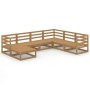 Muebles de jardín 7 piezas marrón miel madera maciza de pino