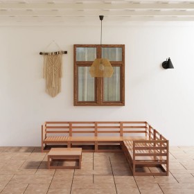 Muebles de jardín 8 piezas marrón miel madera maciza de pino en Conjuntos de jardín | Comprar online en Foro24