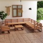 Muebles de jardín 10 piezas marrón miel madera maciza de pino