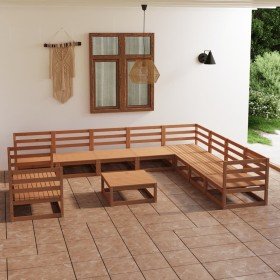 Muebles de jardín 11 piezas marrón miel madera maciza de pino en Conjuntos de jardín | Comprar online en Foro24