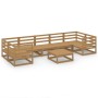 Juego de muebles de jardín 8 piezas madera maciza de pino