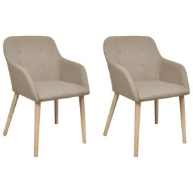 Esszimmerstühle 2 Stück beiger Stoff und massives Eichenholz von vidaXL, Essstühle - Ref: Foro24-241155, Preis: 219,60 €, Rab...