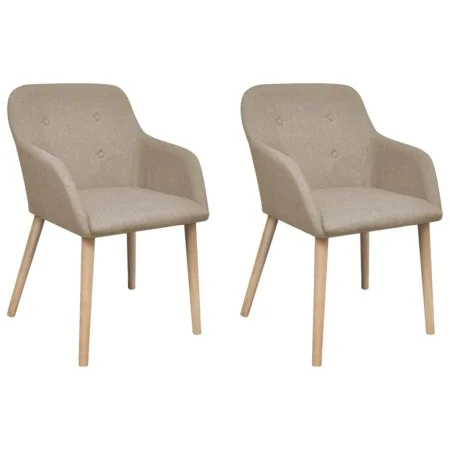 Dining chairs 2 units beige fabric and solid oak wood by vidaXL, dining chairs - Ref: Foro24-241155, Price: 219,60 €, Discoun...