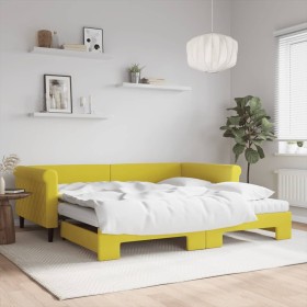 Sofá cama nido con colchón terciopelo amarillo 100x200 cm