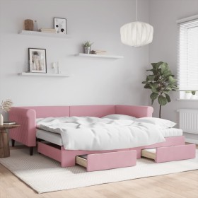 Trundle sofa bed with pink velvet drawers 100x200 cm by vidaXL, Beds and slatted bases - Ref: Foro24-3197853, Price: 475,34 €...