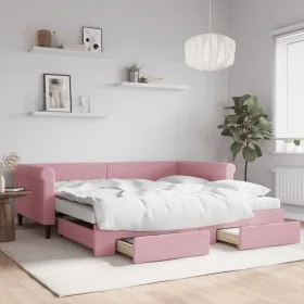 Trundle sofa bed with pink velvet drawers 100x200 cm by vidaXL, Beds and slatted bases - Ref: Foro24-3197853, Price: 466,46 €...