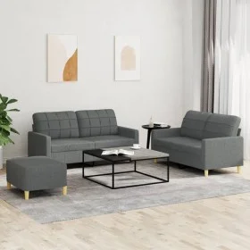 Sofa set with cushions 3 pieces dark gray fabric by vidaXL, Sofas - Ref: Foro24-3201283, Price: 448,44 €, Discount: %