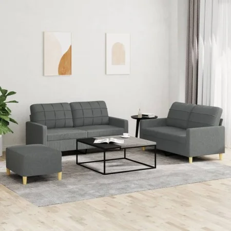 Sofa set with cushions 3 pieces dark gray fabric by vidaXL, Sofas - Ref: Foro24-3201283, Price: 448,44 €, Discount: %