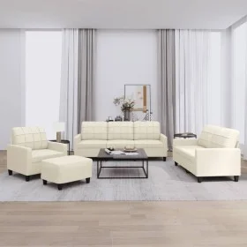 Cream synthetic leather 4-piece sofa set with cushions by vidaXL, Sofas - Ref: Foro24-3201344, Price: 602,10 €, Discount: %