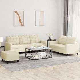 Cream synthetic leather 3-piece sofa set with cushions by vidaXL, Sofas - Ref: Foro24-3201384, Price: 482,11 €, Discount: %