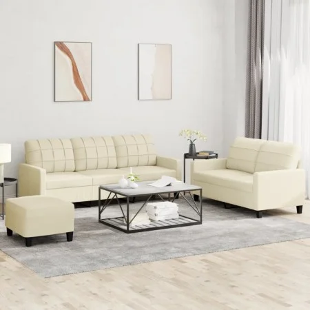 Cream synthetic leather 3-piece sofa set with cushions by vidaXL, Sofas - Ref: Foro24-3201384, Price: 496,92 €, Discount: %