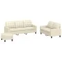 Cream synthetic leather 3-piece sofa set with cushions by vidaXL, Sofas - Ref: Foro24-3201384, Price: 496,92 €, Discount: %