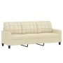Cream synthetic leather 3-piece sofa set with cushions by vidaXL, Sofas - Ref: Foro24-3201384, Price: 496,92 €, Discount: %