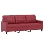 Red synthetic leather 3-piece sofa set with cushions by vidaXL, Sofas - Ref: Foro24-3201386, Price: 502,86 €, Discount: %