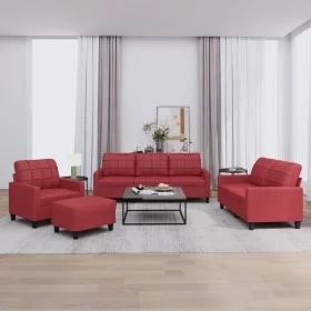 Sofa set with cushions 4 pieces red synthetic leather by vidaXL, Sofas - Ref: Foro24-3201346, Price: 658,24 €, Discount: %